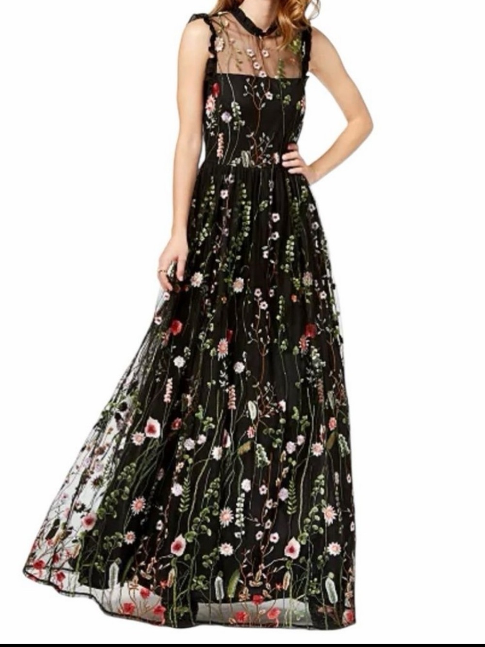 City Studio Gorgeous Embroidered Tulle Maxi Dress Gown Juniors 11